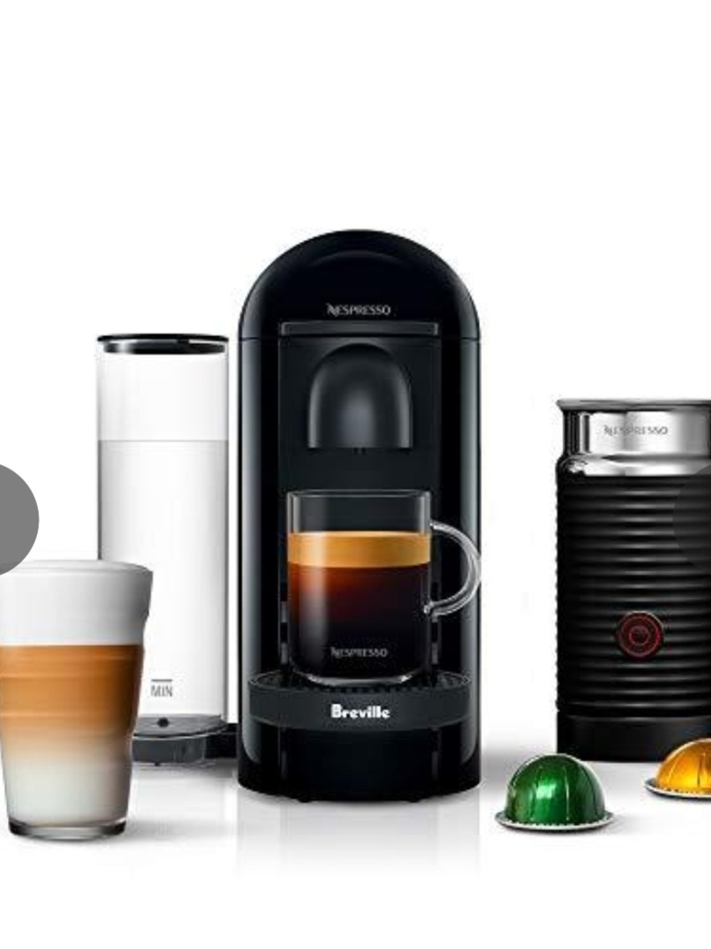 Breville Nespresso VertuoPlus Coffee Maker in Black with Chrome Accents